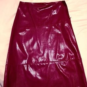 Red snakeskin vinyl skirt